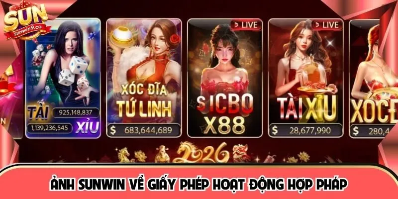 Ảnh SUNWIN về giấy phép hoạt động hợp pháp